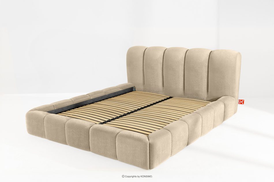 MERIDE Polsterbett 200 cm im Japandi-Stil mit Steppung beige beige - Foto 12