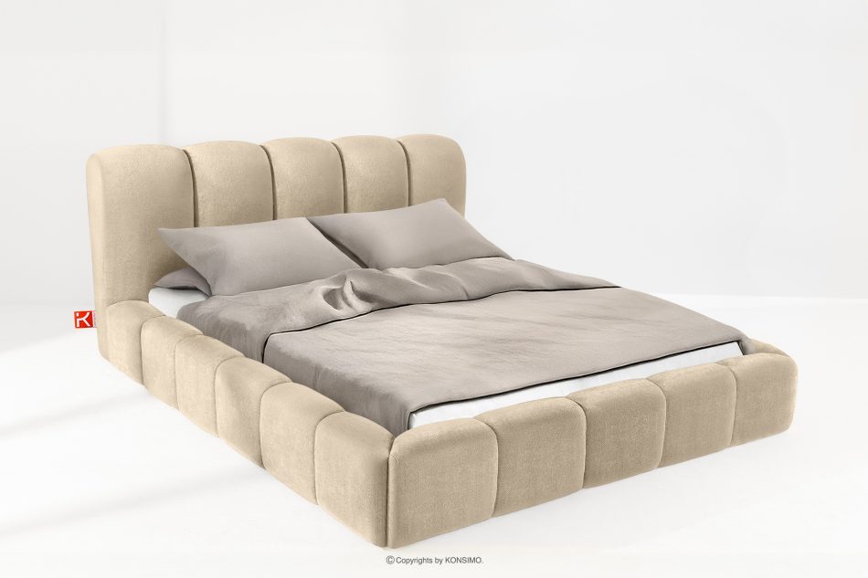 MERIDE Polsterbett 200 cm im Japandi-Stil mit Steppung beige beige - Foto 1