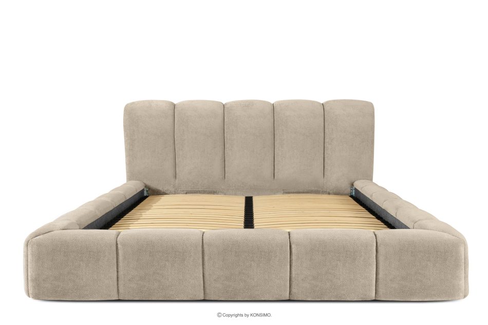 MERIDE Polsterbett 200 cm im Japandi-Stil mit Steppung in Grau-Beige graubeige - Foto 3