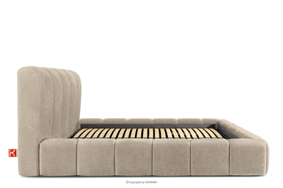 MERIDE Polsterbett 200 cm im Japandi-Stil mit Steppung in Grau-Beige graubeige - Foto 4