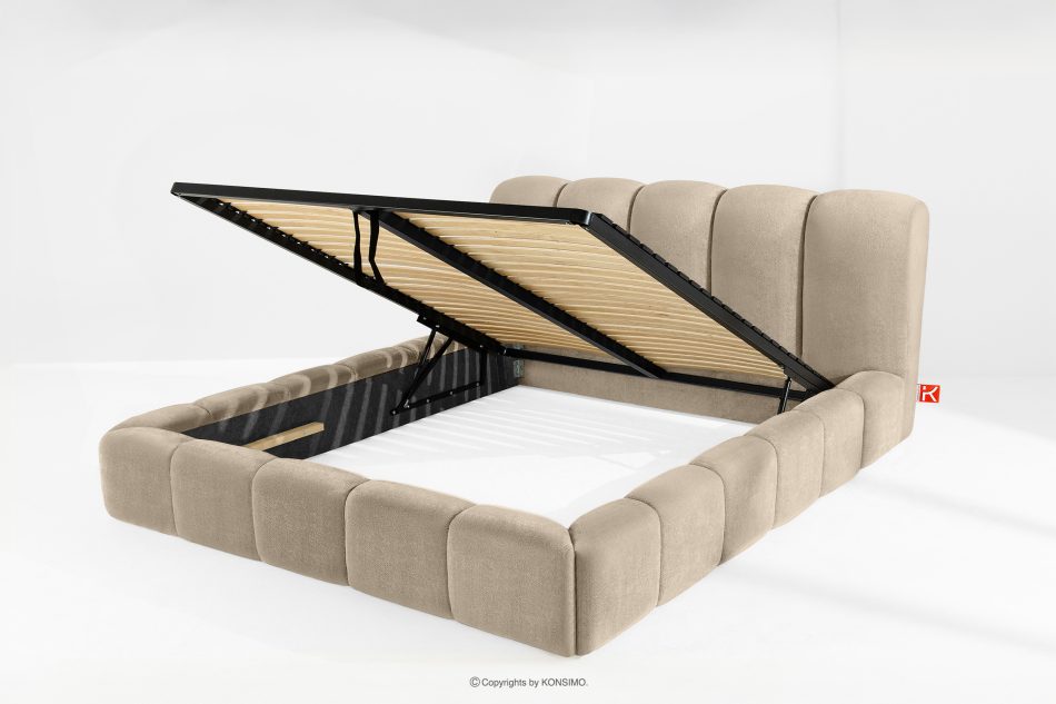 MERIDE Polsterbett 200 cm im Japandi-Stil mit Steppung in Grau-Beige graubeige - Foto 6