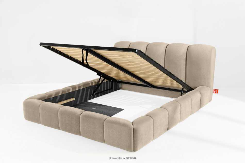 MERIDE Polsterbett 200 cm im Japandi-Stil mit Steppung in Grau-Beige graubeige - Foto 7