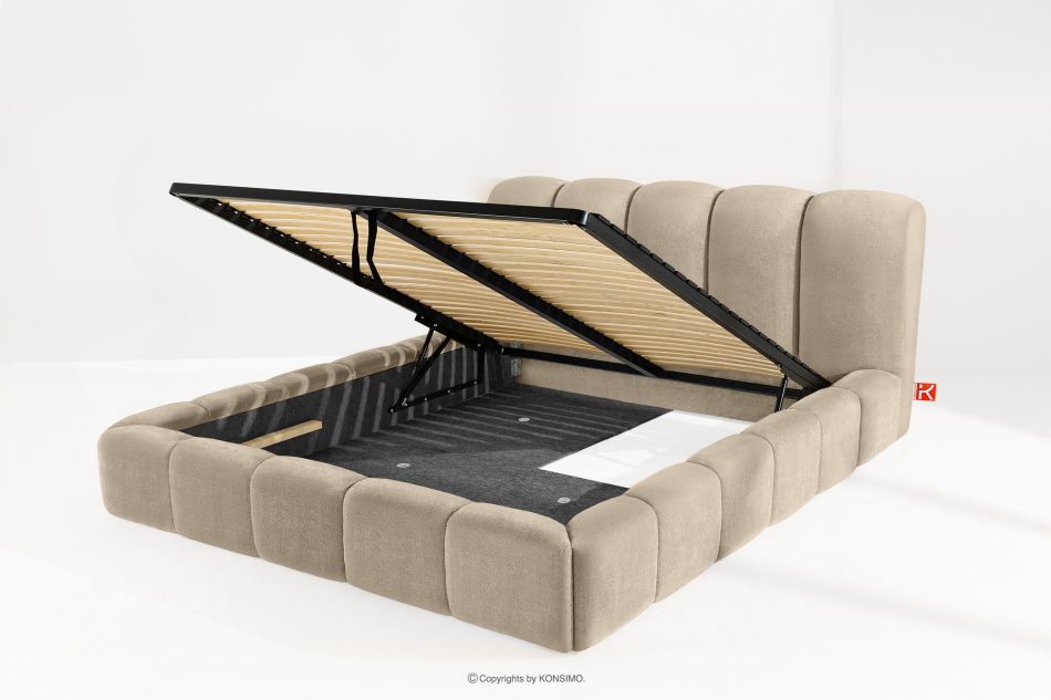 MERIDE Polsterbett 200 cm im Japandi-Stil mit Steppung in Grau-Beige graubeige - Foto 9