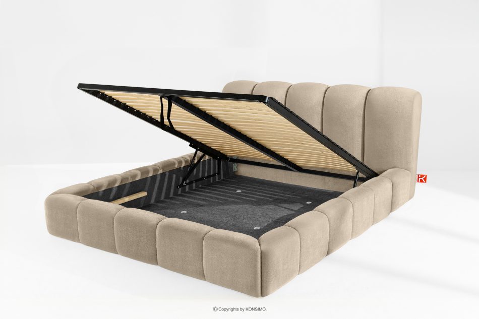 MERIDE Polsterbett 200 cm im Japandi-Stil mit Steppung in Grau-Beige graubeige - Foto 10