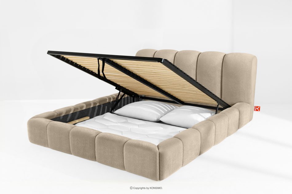 MERIDE Polsterbett 200 cm im Japandi-Stil mit Steppung in Grau-Beige graubeige - Foto 11