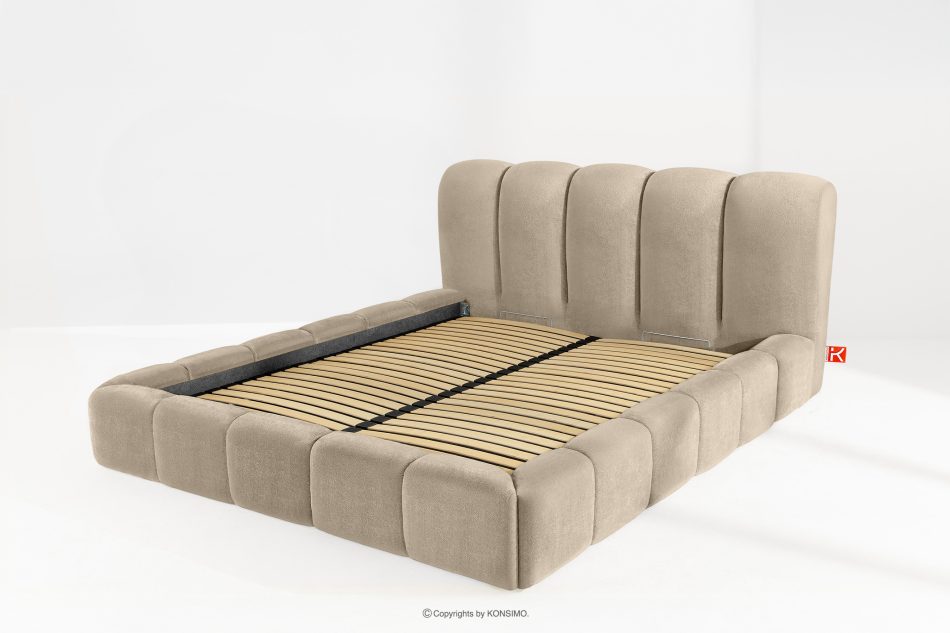 MERIDE Polsterbett 200 cm im Japandi-Stil mit Steppung in Grau-Beige graubeige - Foto 12