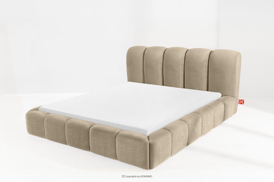 MERIDE Polsterbett 200 cm im Japandi-Stil mit Steppung in Grau-Beige graubeige - Foto 13