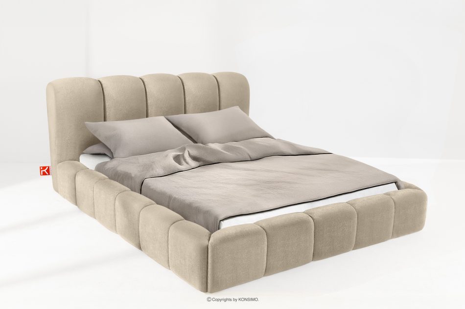 MERIDE Polsterbett 200 cm im Japandi-Stil mit Steppung in Grau-Beige graubeige - Foto 1