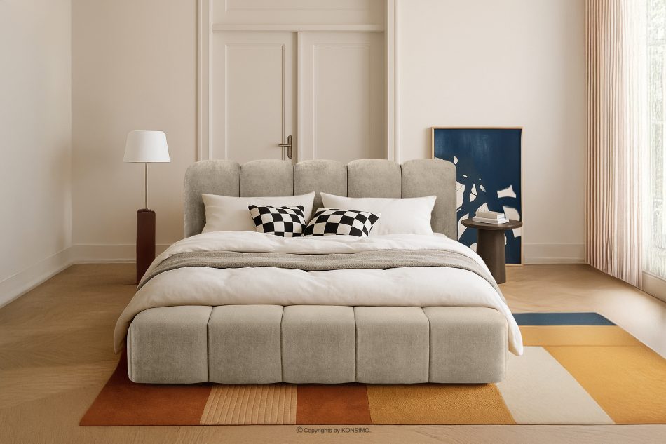 MERIDE Polsterbett 200 cm im Japandi-Stil mit Steppung in Grau-Beige graubeige - Foto 21