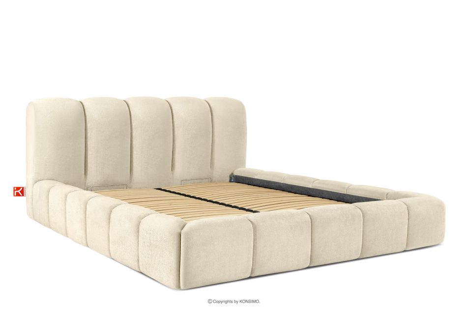 MERIDE Polsterbett 200 cm im Japandi-Stil mit Steppung ecru ecru - Foto 2