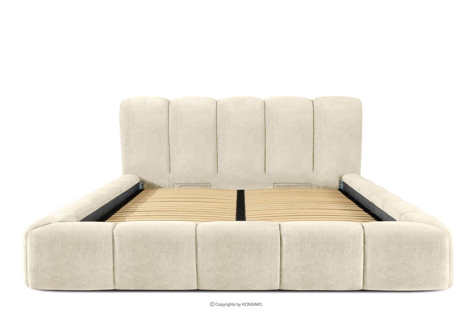 MERIDE Polsterbett 200 cm im Japandi-Stil mit Steppung ecru ecru - Foto 3