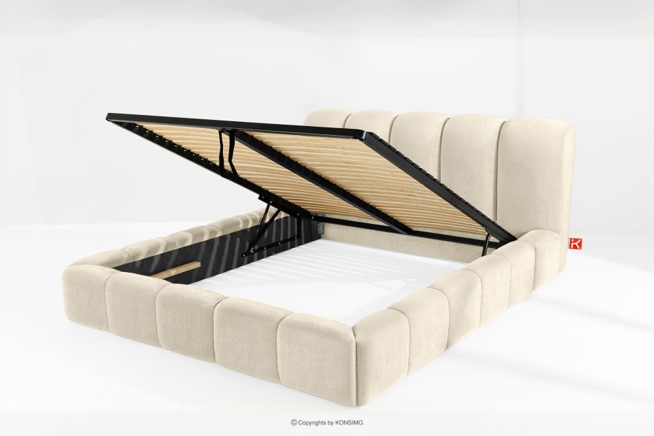 MERIDE Polsterbett 200 cm im Japandi-Stil mit Steppung ecru ecru - Foto 6