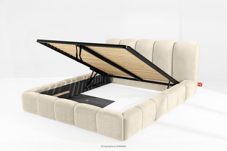 MERIDE Polsterbett 200 cm im Japandi-Stil mit Steppung ecru ecru - Foto 7