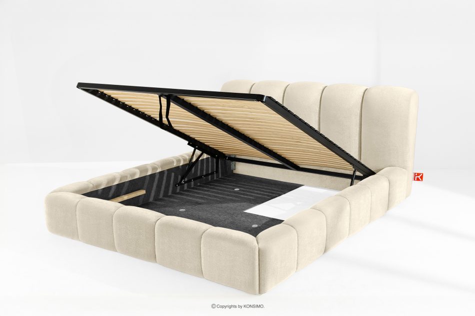 MERIDE Polsterbett 200 cm im Japandi-Stil mit Steppung ecru ecru - Foto 9