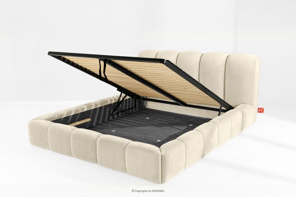 MERIDE Polsterbett 200 cm im Japandi-Stil mit Steppung ecru ecru - Foto 10