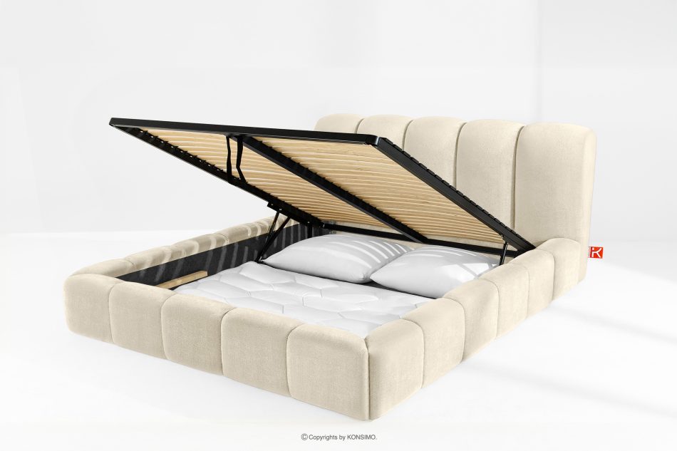 MERIDE Polsterbett 200 cm im Japandi-Stil mit Steppung ecru ecru - Foto 11