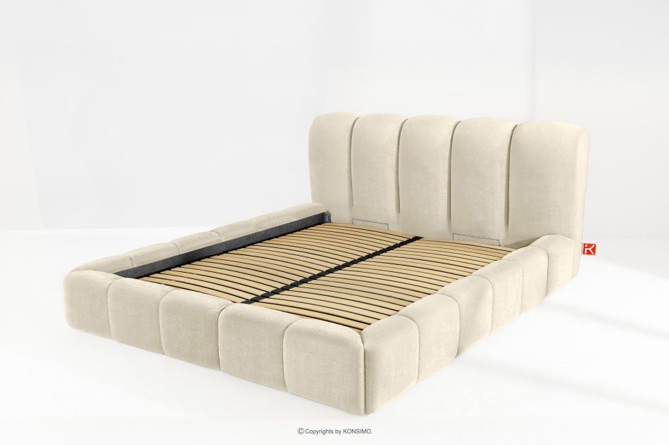 MERIDE Polsterbett 200 cm im Japandi-Stil mit Steppung ecru ecru - Foto 12