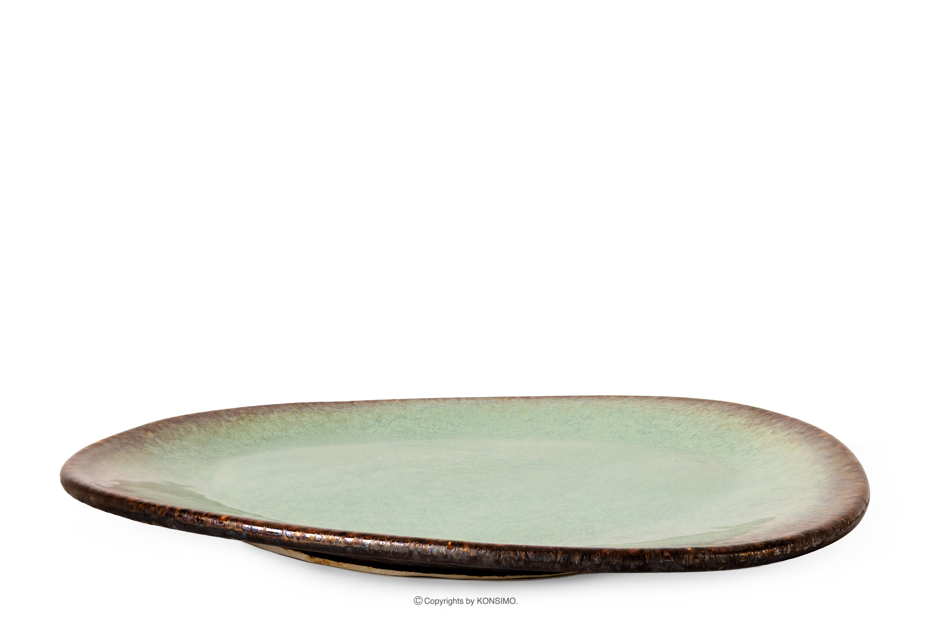 Handglasierter Speiseteller salbeifarben
