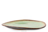 Flacher Servierteller handglasiert salbeifarben