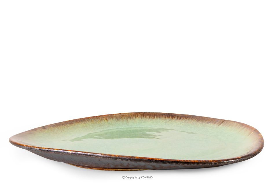 PRIMA Flacher Servierteller handglasiert salbeifarben salbeifarben - Foto 0