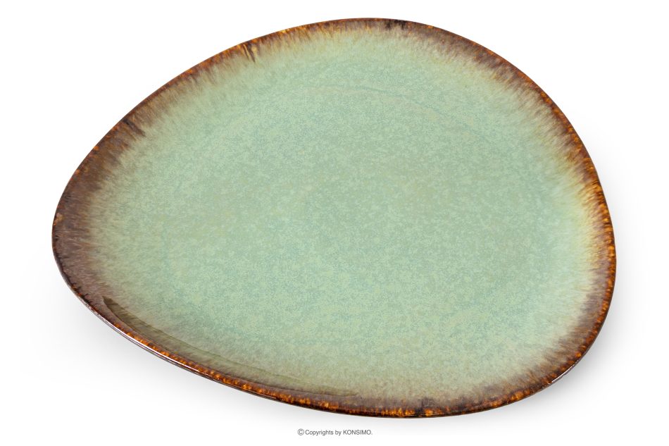 PRIMA Flacher Servierteller handglasiert salbeifarben salbeifarben - Foto 2