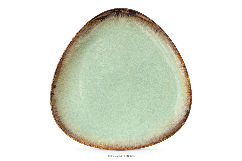 PRIMA Flacher Servierteller handglasiert salbeifarben salbeifarben - Foto 4