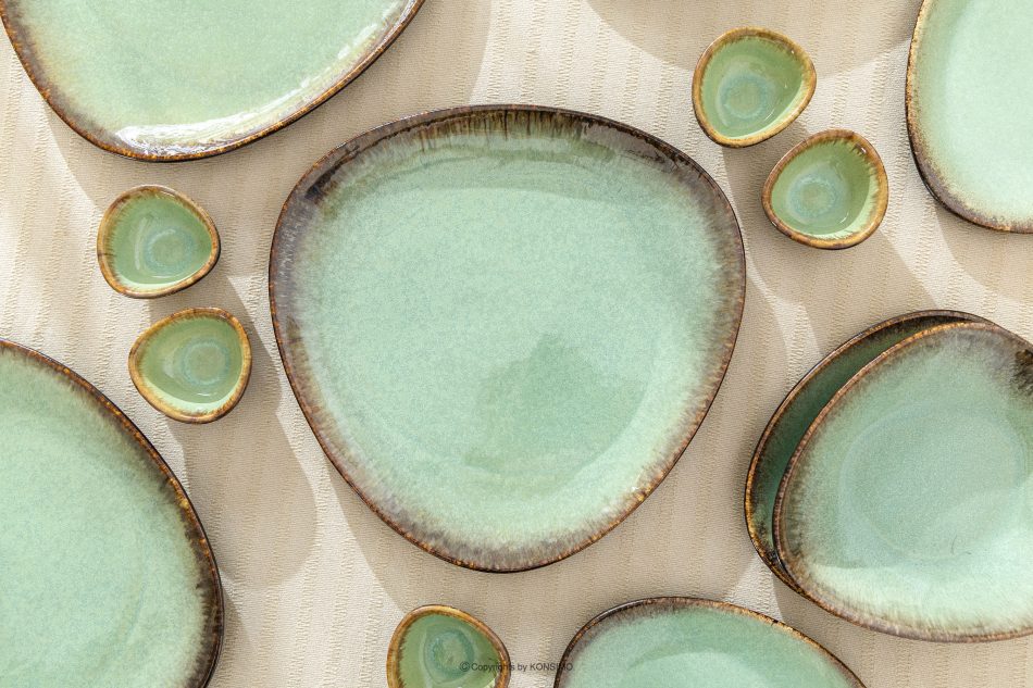 PRIMA Flacher Servierteller handglasiert salbeifarben salbeifarben - Foto 6