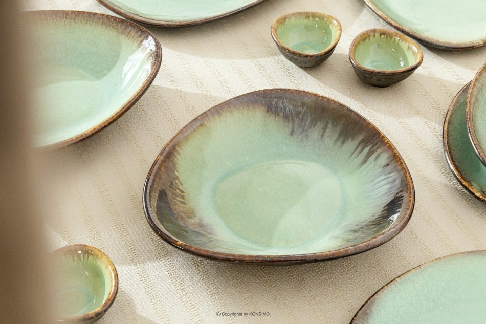 PRIMA Handglasierte tiefe Servierplatte salbeifarben salbeifarben - Foto 1