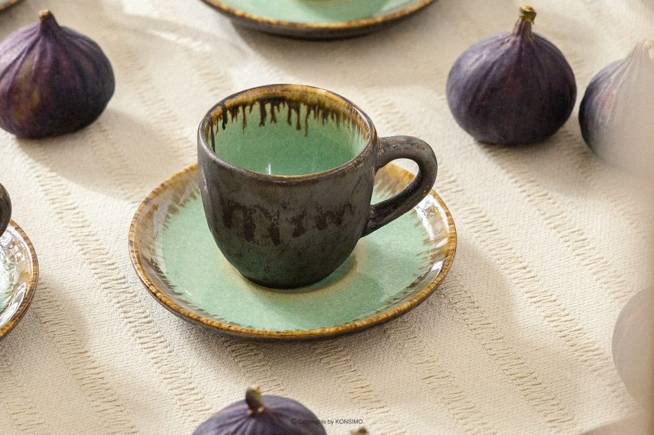 PRIMA Espressotasse Untertasse handglasiert salbeifarben salbeifarben - Foto 6