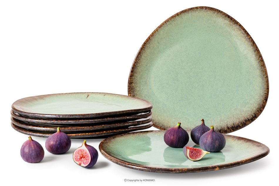 PRIMA Handglasierte Keramik Speiseteller 6 Stück salbeifarben salbeifarben - Foto 0