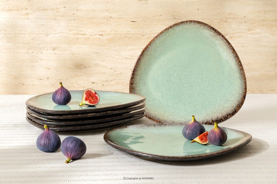 PRIMA Handglasierte Keramik Speiseteller 6 Stück salbeifarben salbeifarben - Foto 1