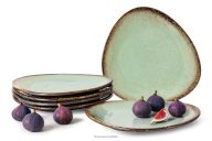 Keramischer handglasierter Dessertteller 6 Stück salbeifarben