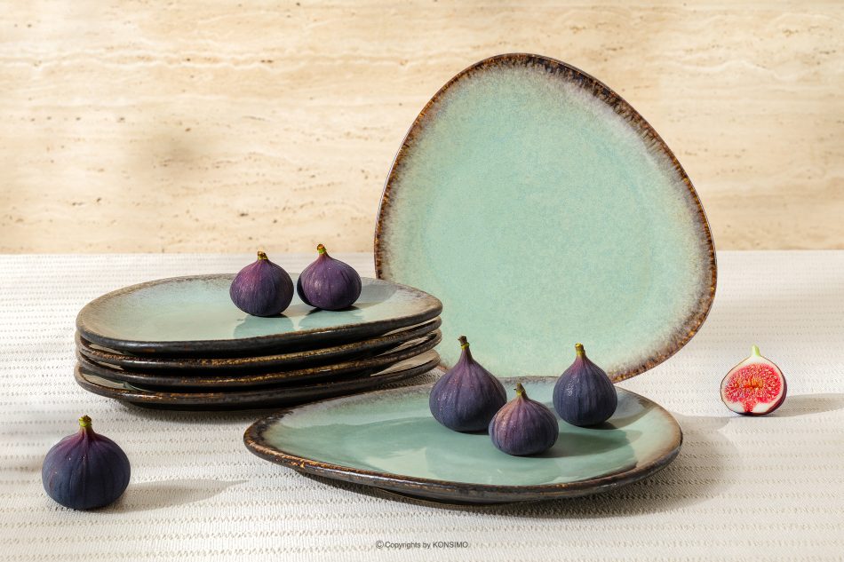 PRIMA Keramischer handglasierter Dessertteller 6 Stück salbeifarben salbeifarben - Foto 1