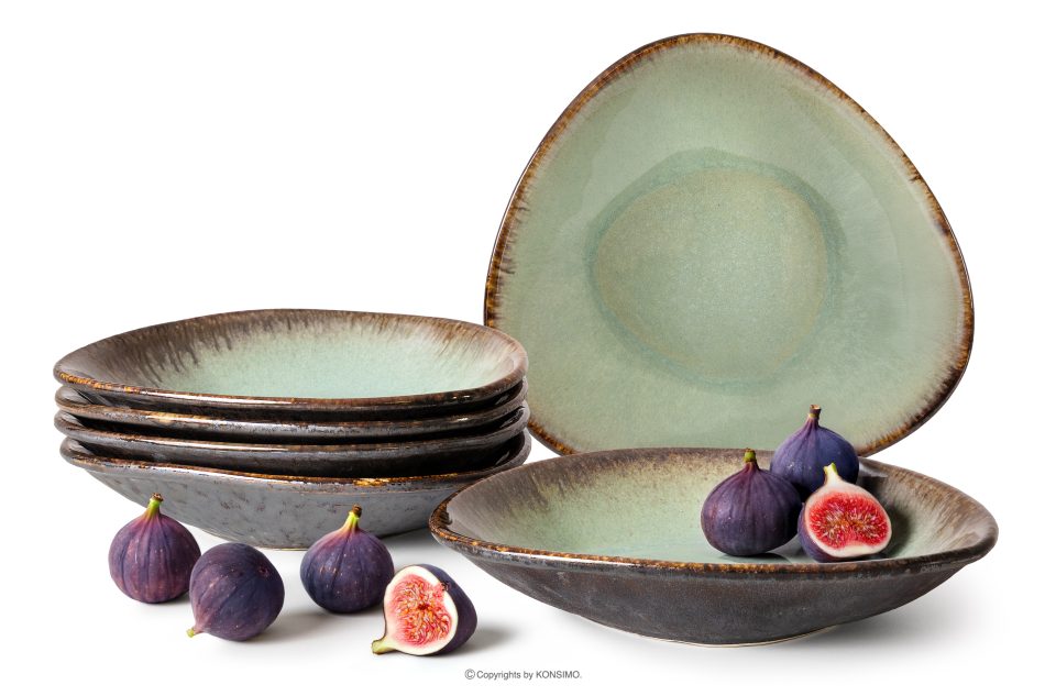 PRIMA Handglasierter Keramik-Tiefteller 6 Stück salbeifarben salbeifarben - Foto 0