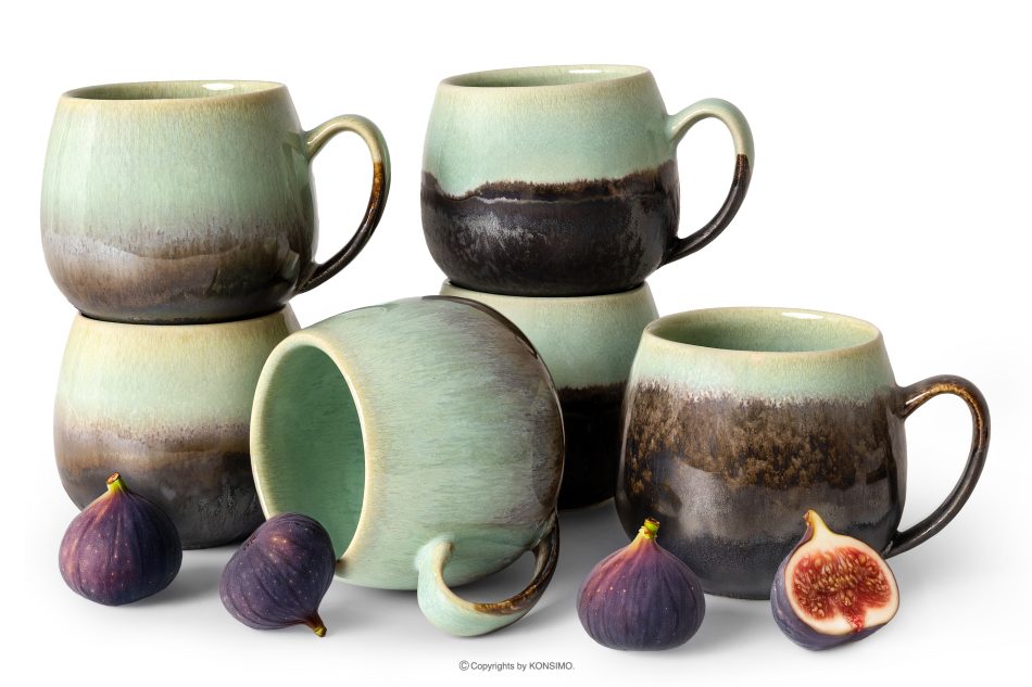 PRIMA Handglasierter Keramikbecher 6 Stück salbeifarben salbeifarben - Foto 0