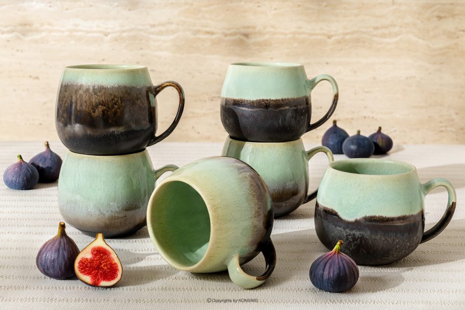 PRIMA Handglasierter Keramikbecher 6 Stück salbeifarben salbeifarben - Foto 1