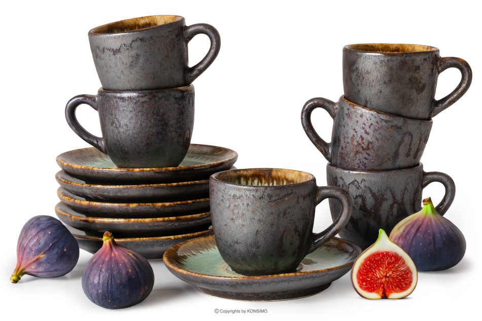 PRIMA Espressotasse mit Untertasse aus Keramik handglasiert 6 Stück salbeifarben salbeifarben - Foto 0