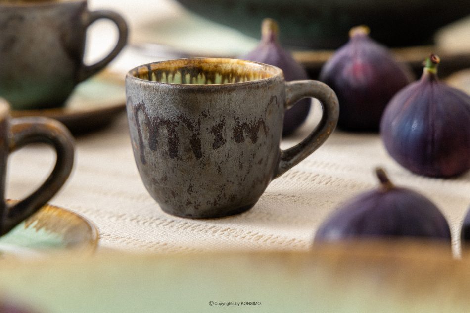 PRIMA Espressotasse mit Untertasse aus Keramik handglasiert 6 Stück salbeifarben salbeifarben - Foto 10