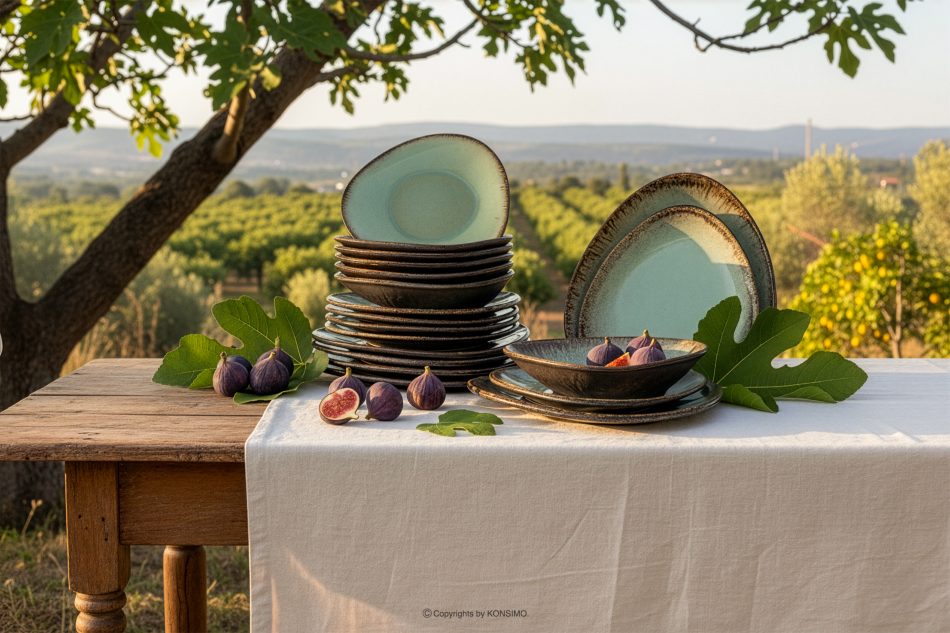 PRIMA Handglasiertes Geschirr-Set 6 Personen (18 tlg.) salbeifarben salbeifarben - Foto 9