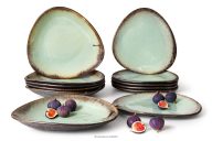 Keramik- Geschirr-Set 6 Personen (12 tlg.) salbeifarben