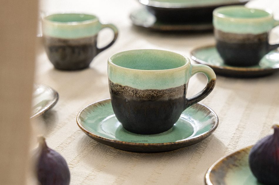 PRIMA Handglasiertes Kaffeegeschirr 6 Personen (18 tlg.) salbeifarben salbeifarben - Foto 13