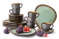 Espresso handglasiertes Kaffeegeschirr 6 Personen (18 tlg.) salbeifarben