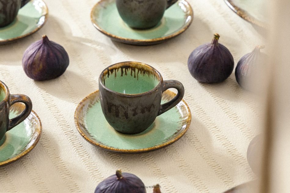 PRIMA Espresso handglasiertes Kaffeegeschirr 6 Personen (18 tlg.) salbeifarben salbeifarben - Foto 14