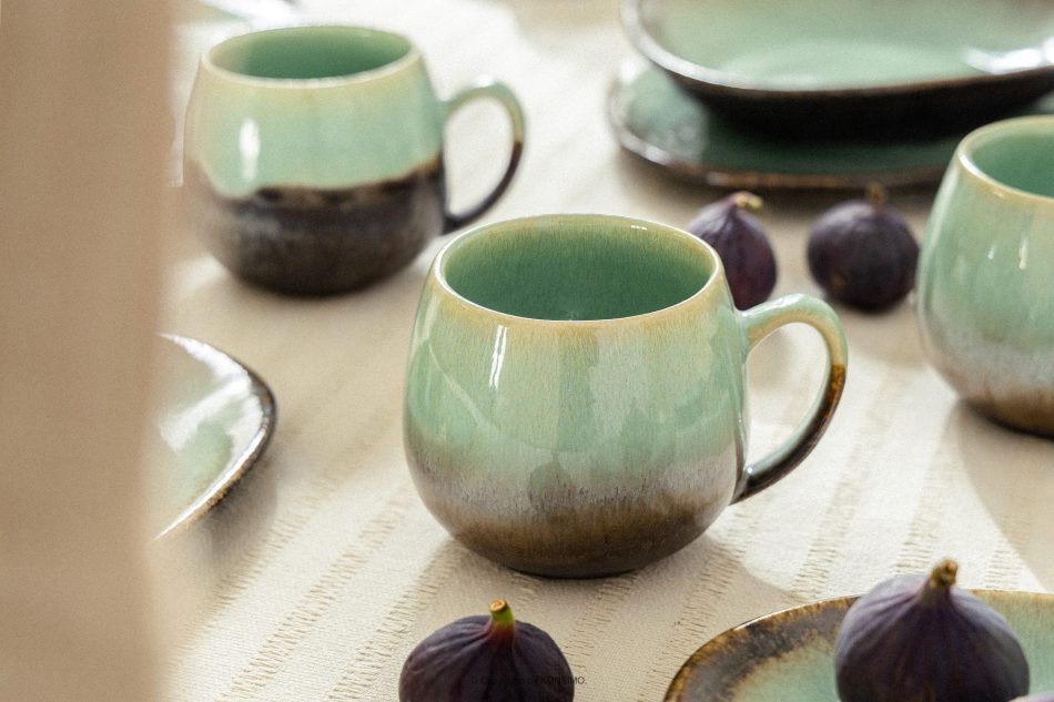 PRIMA Handglasiertes Frühstücksset 6 Personen (18 tlg.) salbeifarben salbeifarben - Foto 13