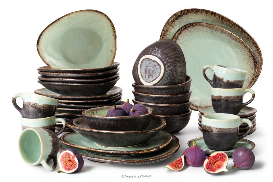 PRIMA Kombiservice aus handglasierter Keramik für 6 Personen (36 tlg.) salbeifarben salbeifarben - Foto 0