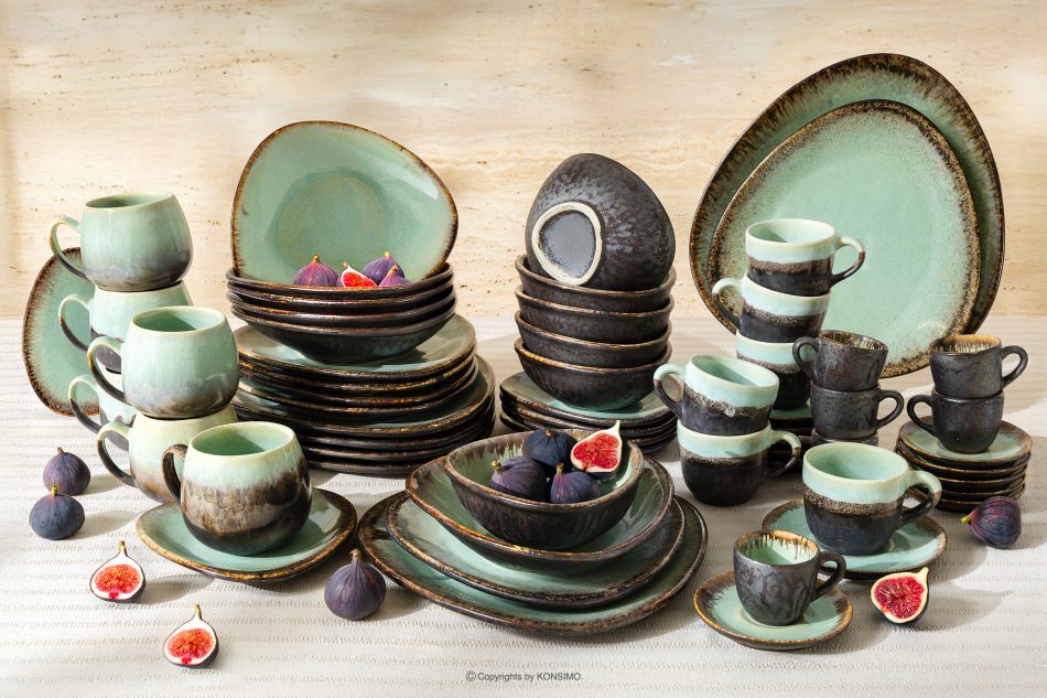 PRIMA Kombiservice aus Keramik handglasiert 6 Personen (60 tlg.) salbeifarben salbeifarben - Foto 1