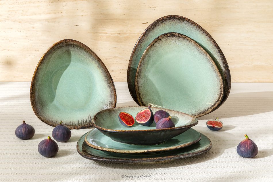 PRIMA Handglasiertes Geschirrset für 2 Personen (6 tlg.) salbeifarben salbeifarben - Foto 1