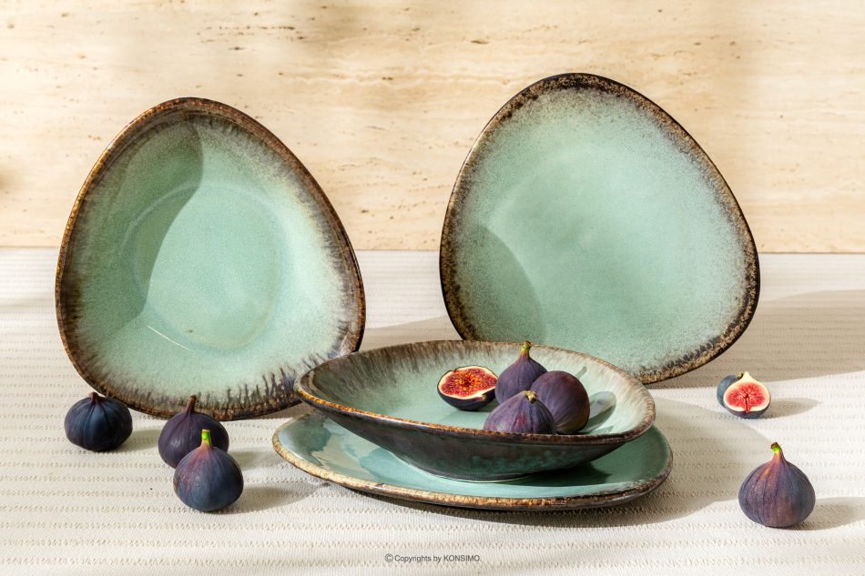 PRIMA Handglasiertes Geschirrset für 2 Personen (4 tlg.) salbeifarben salbeifarben - Foto 1