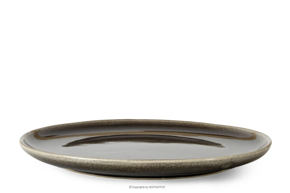 EDA Essteller aus Keramik im rustikalen Stil, braun/grau/beige braun/grau/beige - Foto 0