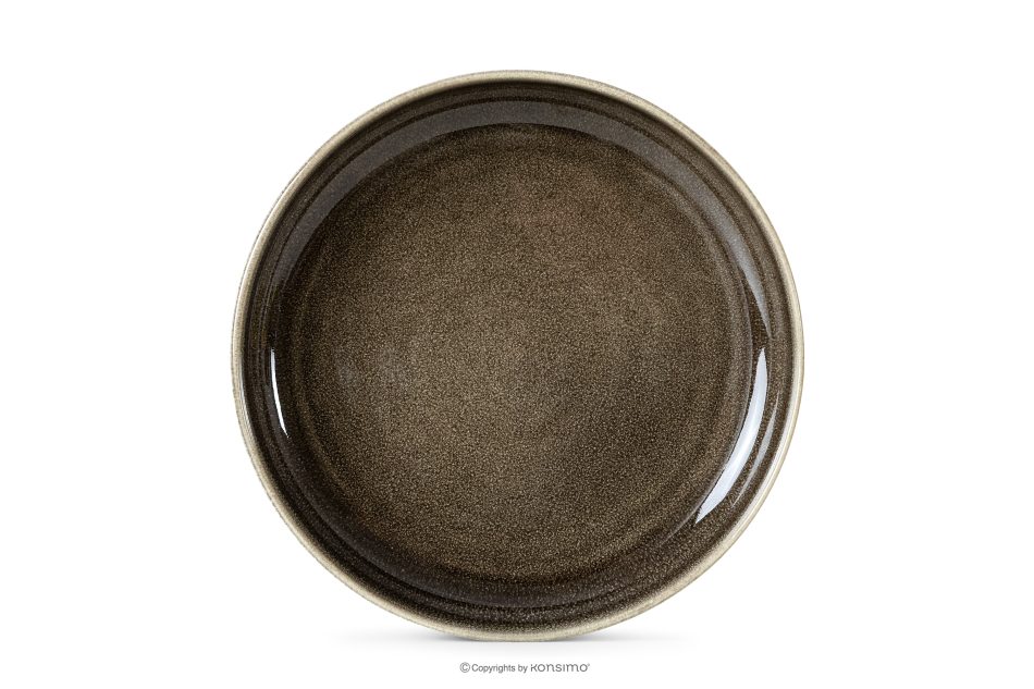 EDA Dessertteller aus Keramik im rustikalen Stil, braun/grau/beige braun/grau/beige - Foto 3